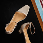 Elara Ankle-Strap Leather Sandal Heels