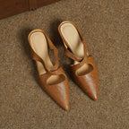 Elira Cross-Strap Leather Mules