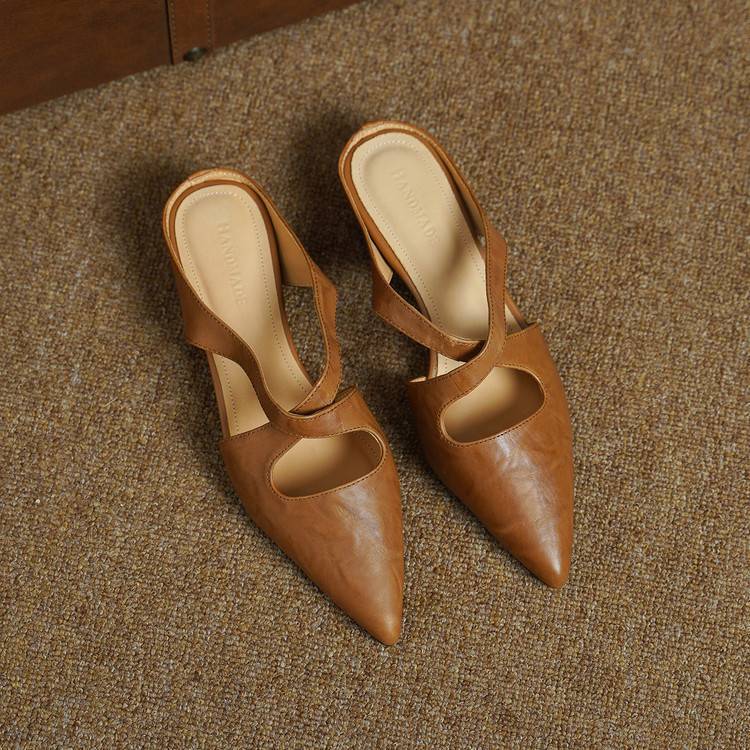 Elira Cross-Strap Leather Mules