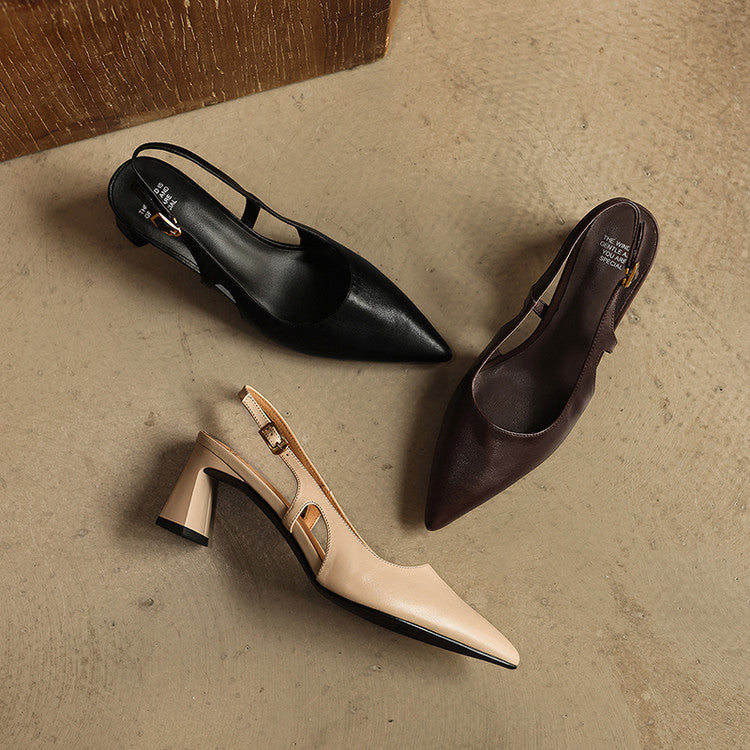 Cielle Leather Slingback Heels