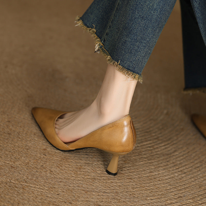 Loréne Curve Leather Heels