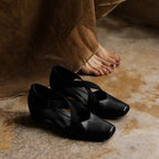 Eloria Leather Cross-Strap Heels