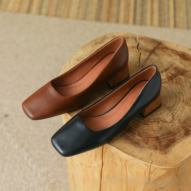 Norvyn Square Leather Pumps