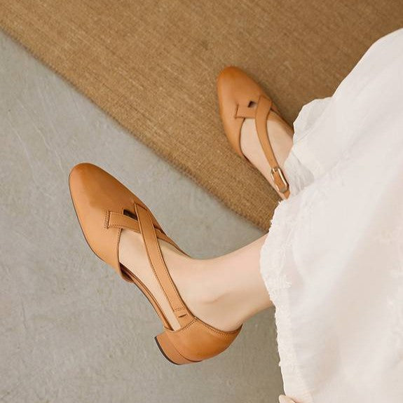 Maelis Crossstrap Leather Heels