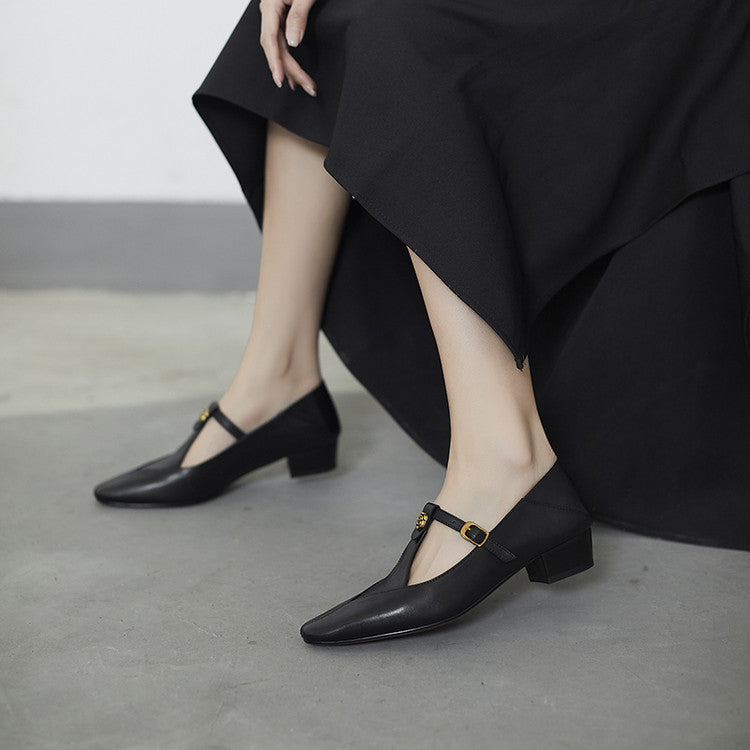 Camélia T-Bar Leather Pumps