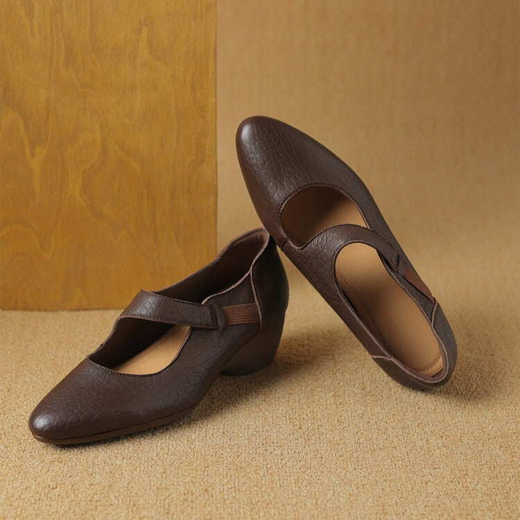 Caresa Leather Mary-Jane Heels