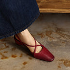 Rianne Cross-Strap Leather Slingback Heels