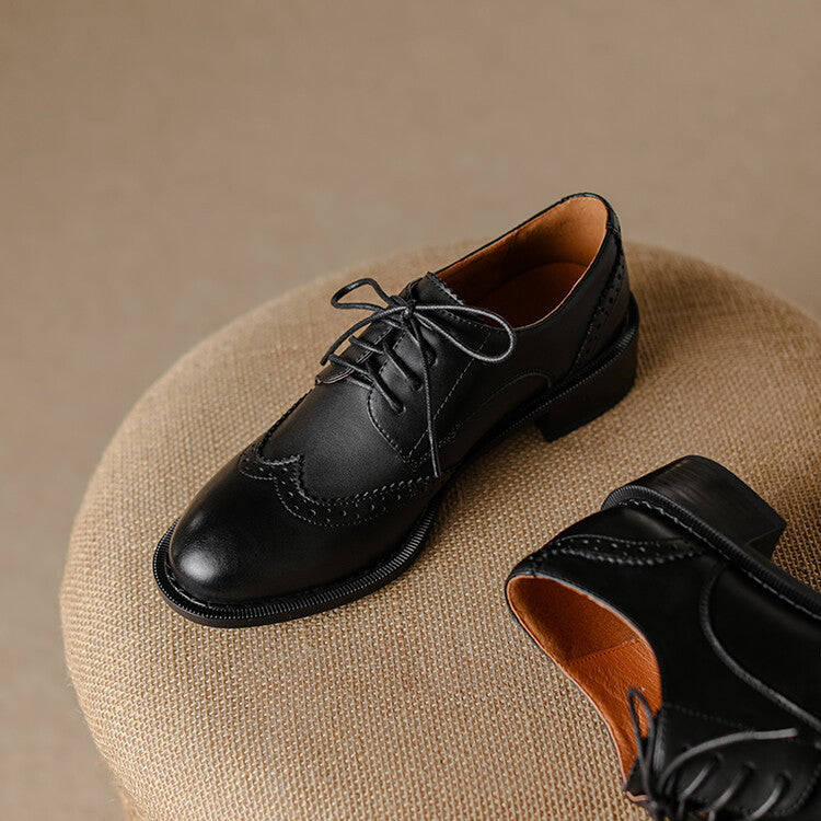Orvain Brogue Leather Oxfords