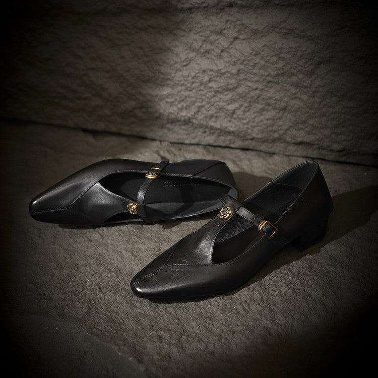 Camélia T-Bar Leather Pumps