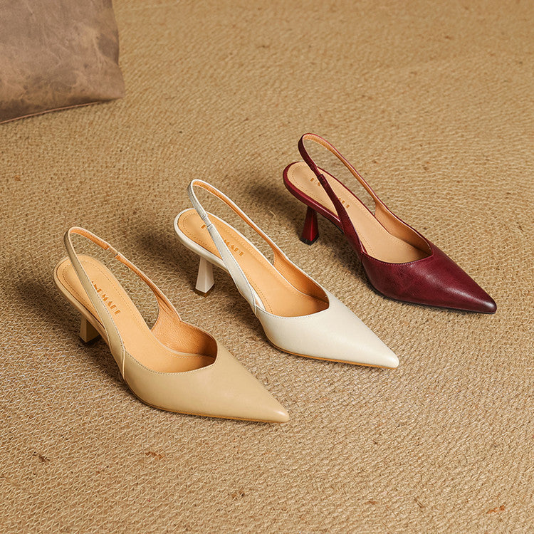 Aurel Slingback Leather Heels