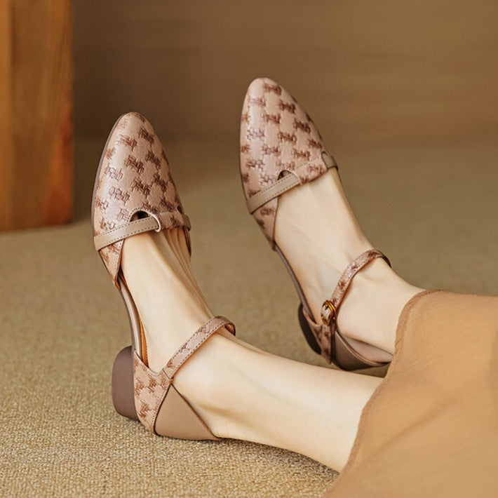 Elara Woven Leather Mary-Janes