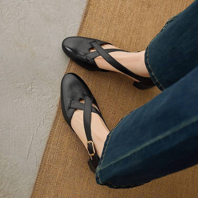 Maelis Crossstrap Leather Heels