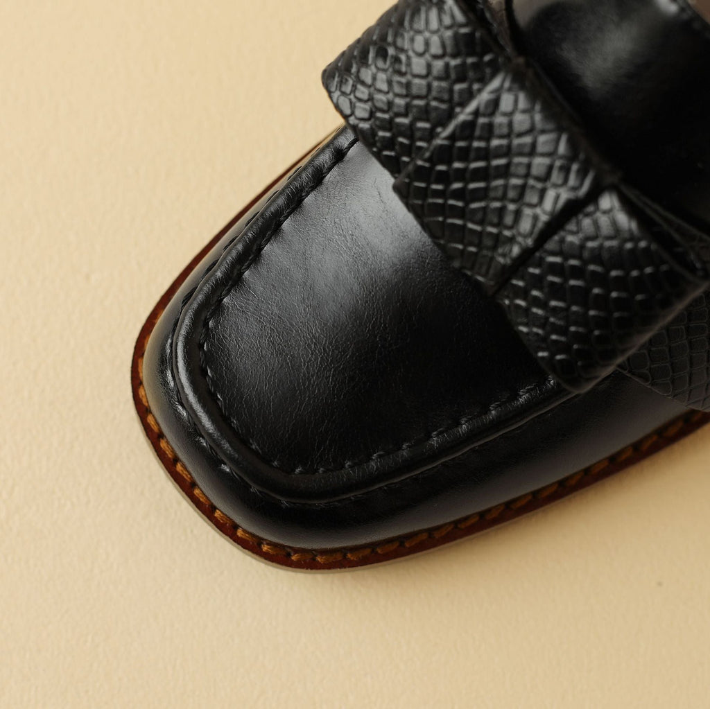 Velmora Bow Leather Loafer Pumps
