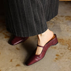 Sera Square-Toe Leather Mules