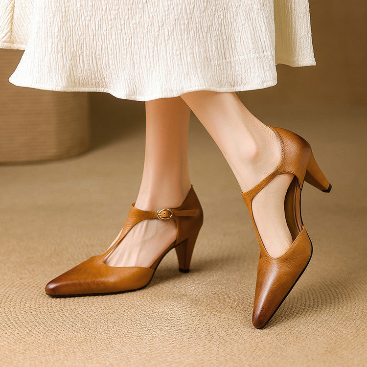 Rosie T-Bar Leather Heels