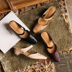 Amelie Square-Toe Leather Mules