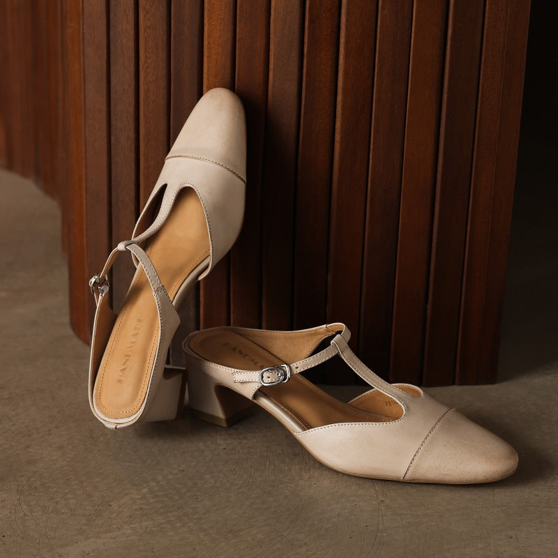 Rovell T-Bar Leather Mules