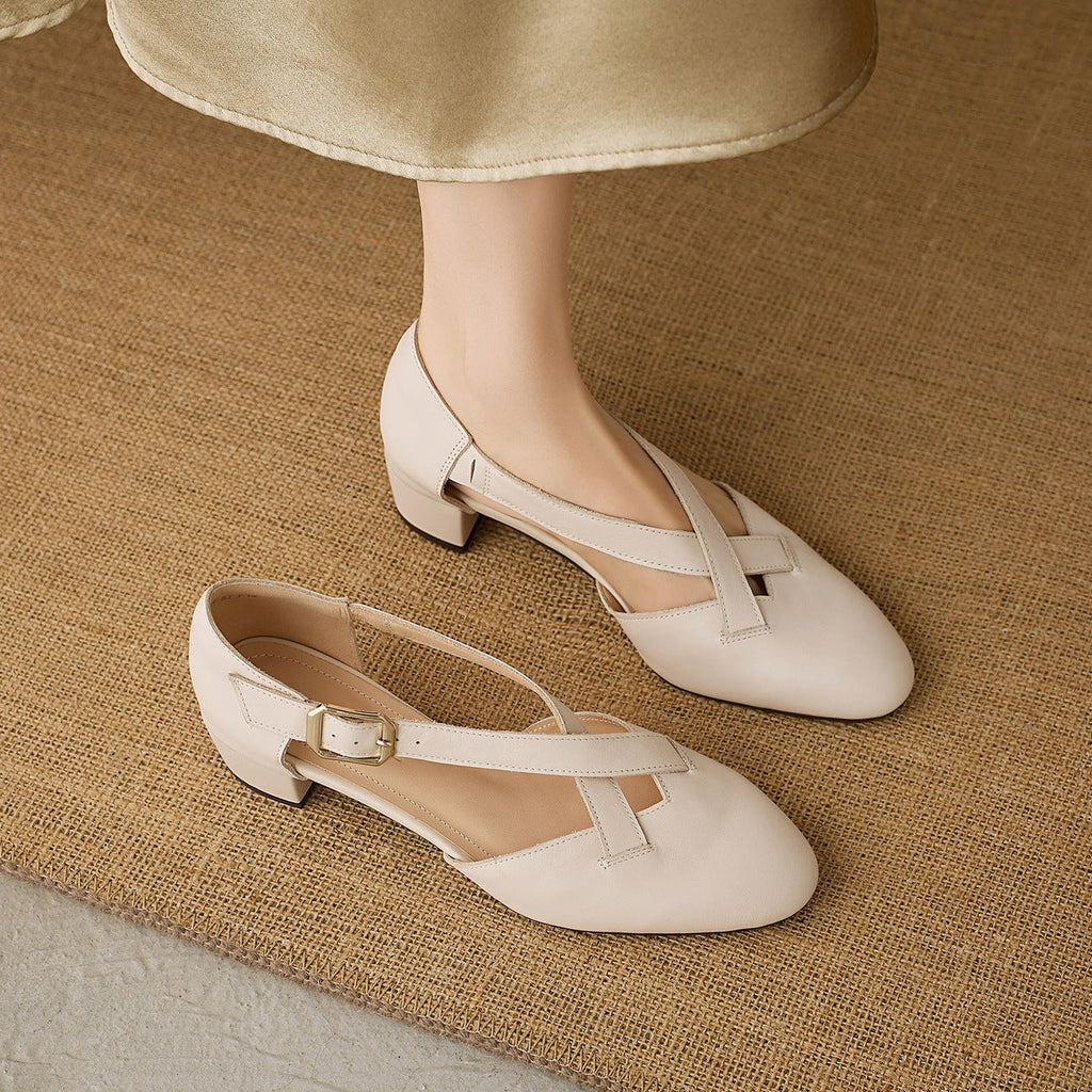 Maelis Crossstrap Leather Heels