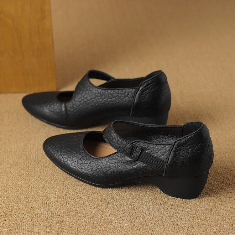 Caresa Leather Mary-Jane Heels