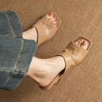 Caia Square-Toe Leather Mules