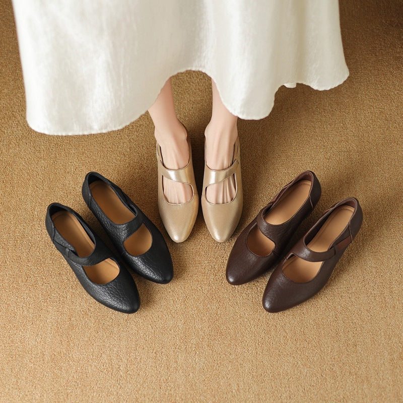 Caresa Leather Mary-Jane Heels