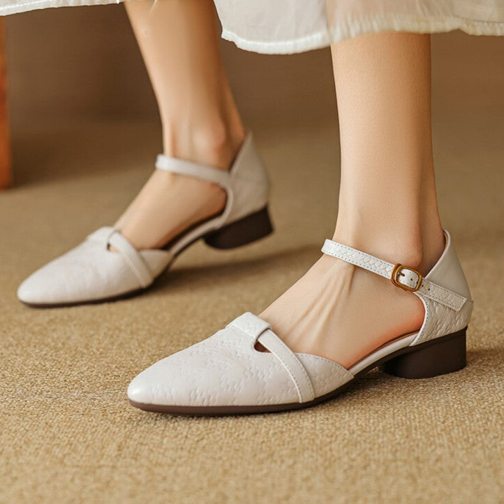 Elara Woven Leather Mary-Janes