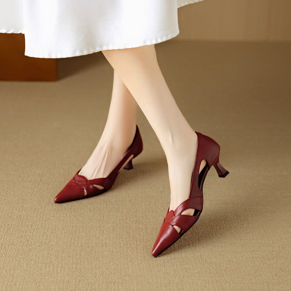 Aveline Cutout Leather Pumps
