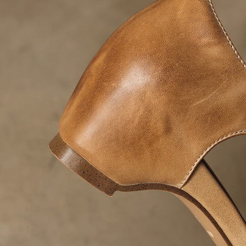 Eloria Leather Cross-Strap Heels