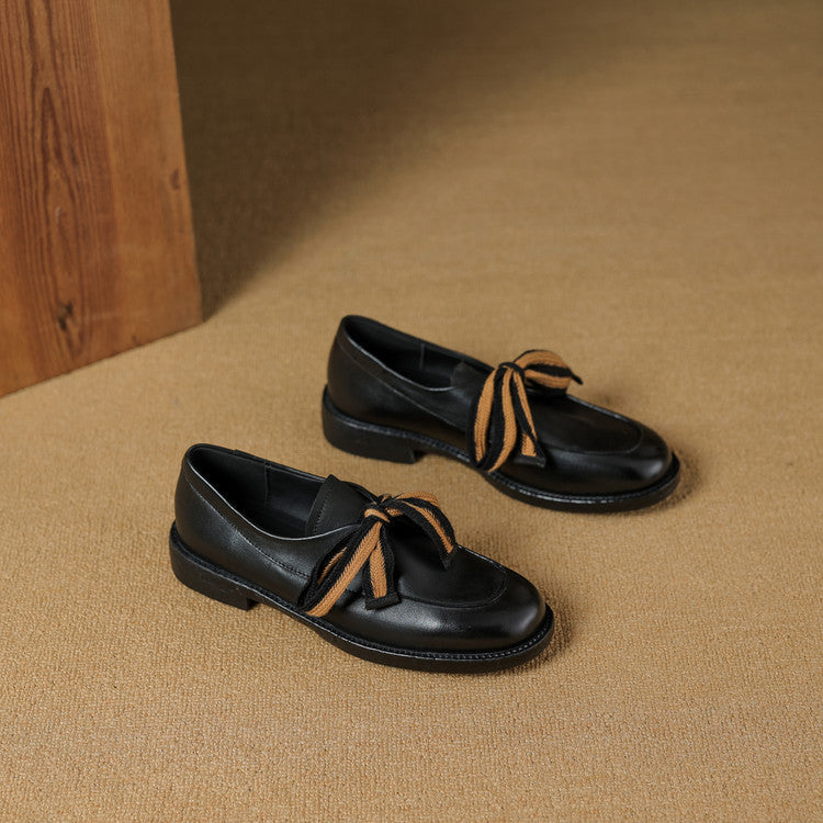 Caelen Bow Leather Loafers