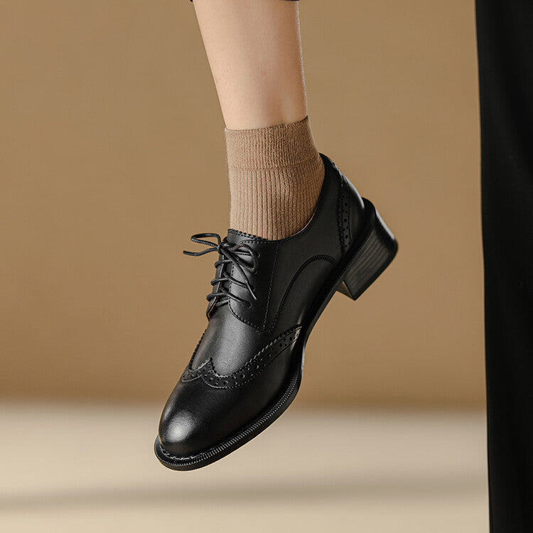 Orvain Brogue Leather Oxfords