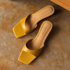 Mara Square-Toe Leather Wedge Mules