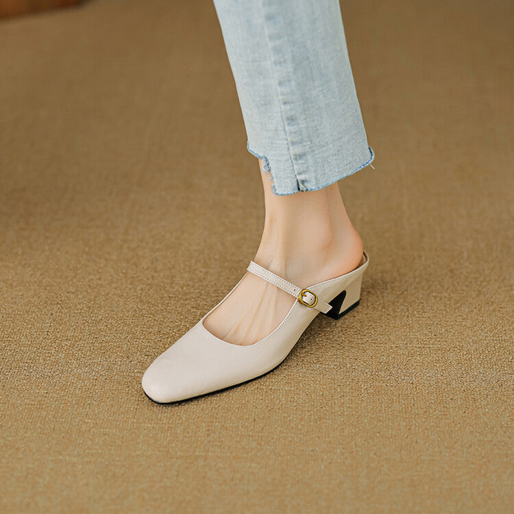 Lurea Strap Leather Mules