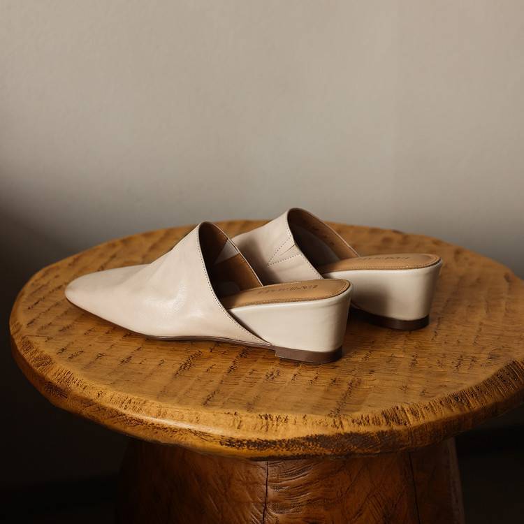 Elise Square-Toe Leather Mules