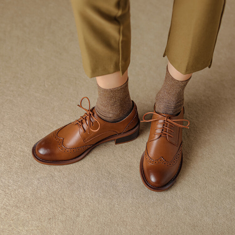 Orvain Brogue Leather Oxfords