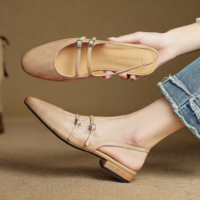 Norvie Leather Slingback Mary Jane Flats