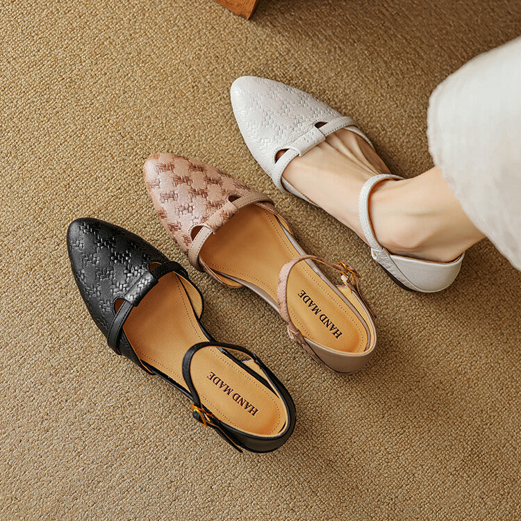 Elara Woven Leather Mary-Janes