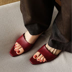 Noa Square-Toe Leather Mules