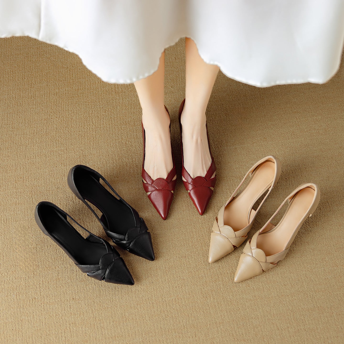 Aveline Cutout Leather Pumps