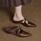 Elira Cross-Strap Leather Mules