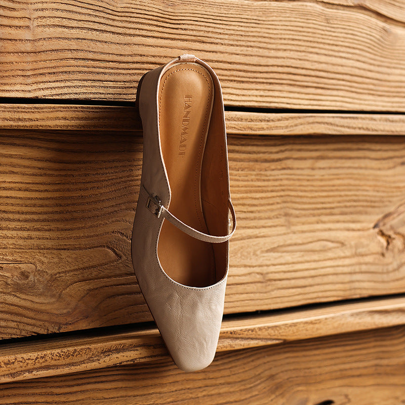 Sera Square-Toe Leather Mules
