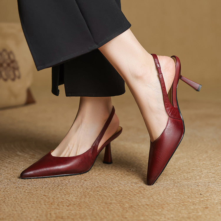 Aurel Slingback Leather Heels