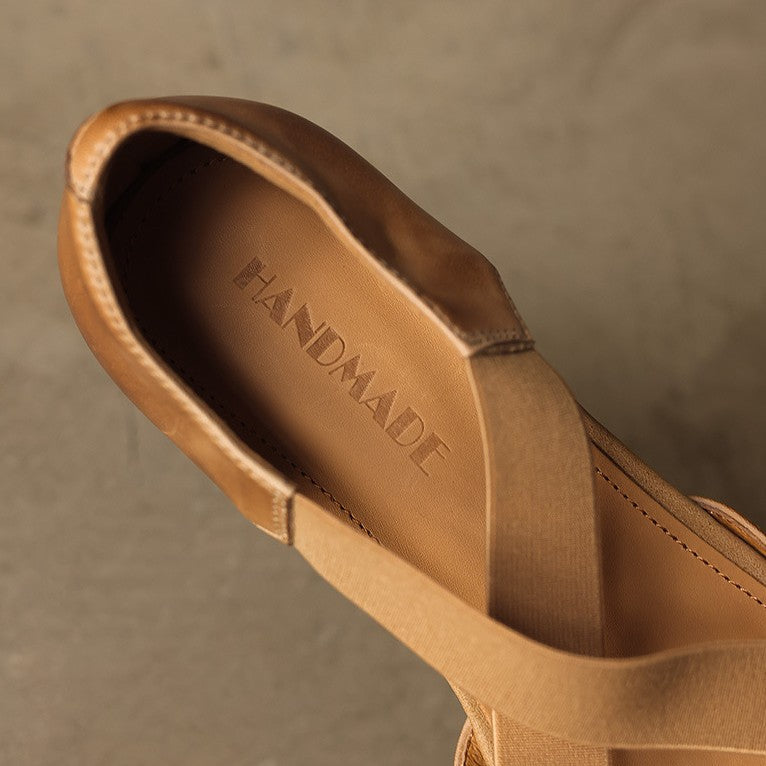 Eloria Leather Cross-Strap Heels