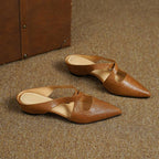 Elira Cross-Strap Leather Mules