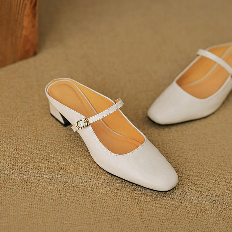 Lurea Strap Leather Mules