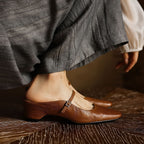 Sera Square-Toe Leather Mules