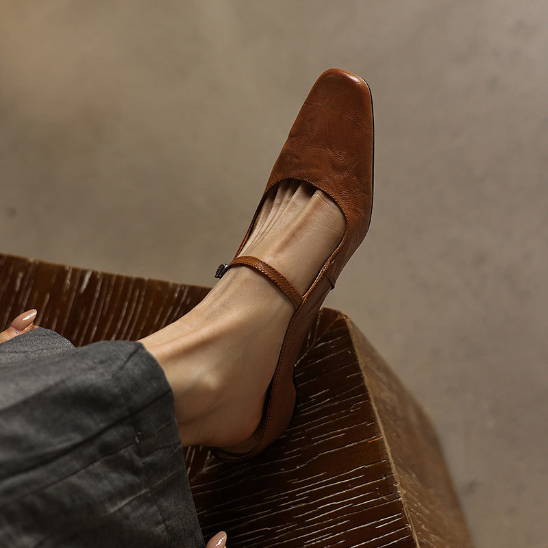 Sera Square-Toe Leather Mules