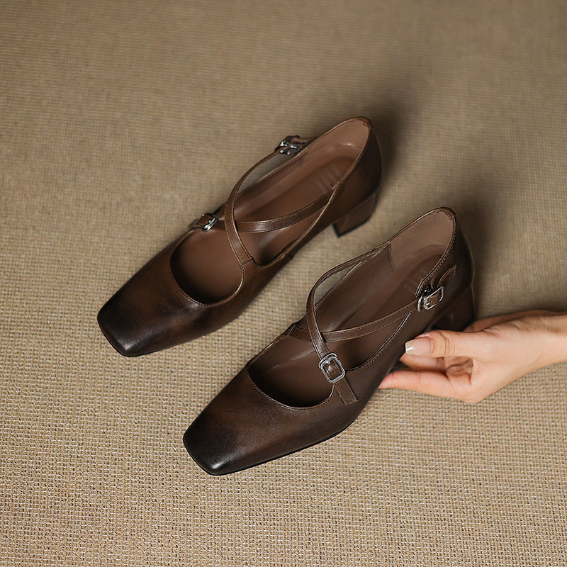 Marvane Leather Kitten Heels