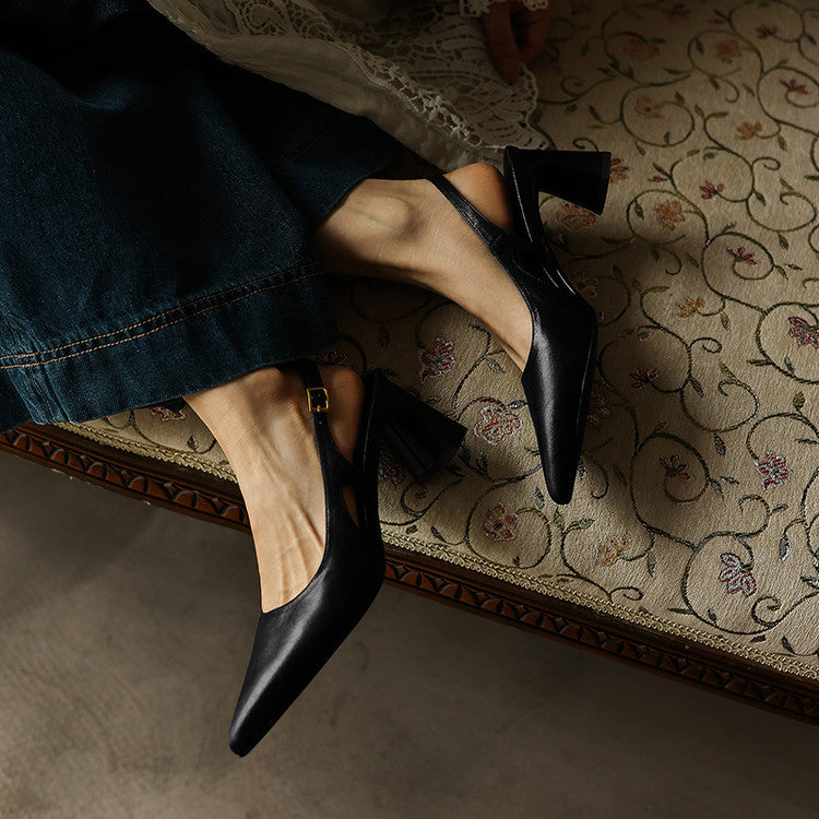 Cielle Leather Slingback Heels