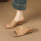 Caia Square-Toe Leather Mules