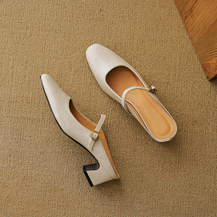 Lurea Strap Leather Mules